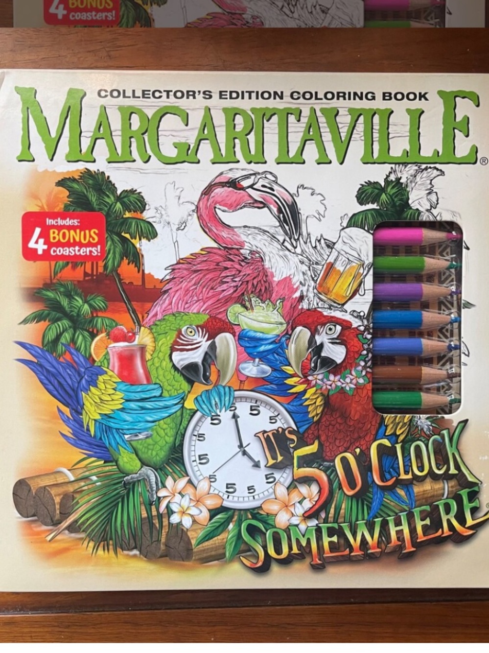 Margaritaville 5 O’Clock Somewhere Adult‎ Coloring Book w/ 4 Coasters New sealed - Picture 2 of 5